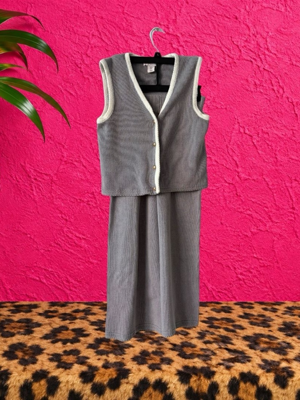 Sincerely Jules Gray Knit Vest & Pants Matching Set S/M